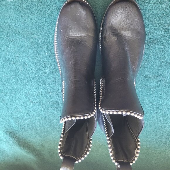 Black Ankle Boots with Silver Stud Accents - Size 38 - Picture 1 of 4